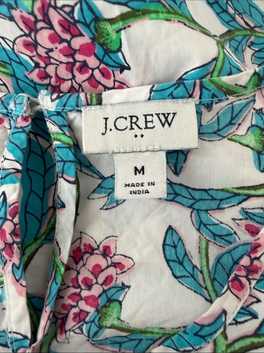 J.Crew Factory Puff-Sleeve Smocked Floral Cotton Blouse – Size Medium - Picture 4 of 7